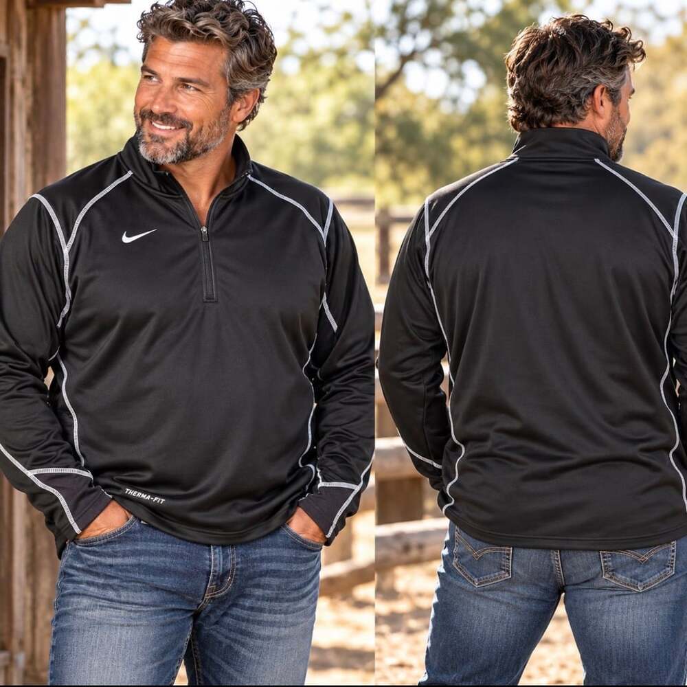 Nike Therma-FIT Men’s XL Black 1/2 Zip Pullover Running Training Thumbholes